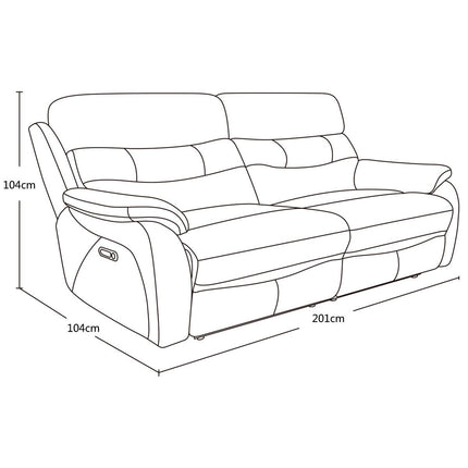 Fletcher Light Grey Leather Power Reclining Large 2 Seater Sofa with Power Headrest – view 2