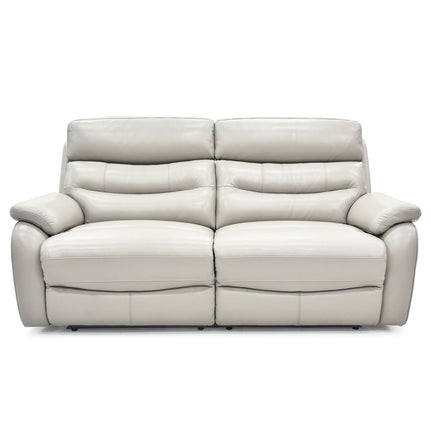 Fletcher Light Grey Leather Power Reclining Large 2 Seater Sofa with Power Headrest – view 6