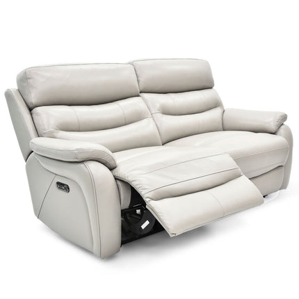 Fletcher Light Grey Leather Power Reclining Large 2 Seater Sofa with Power Headrest – view 7