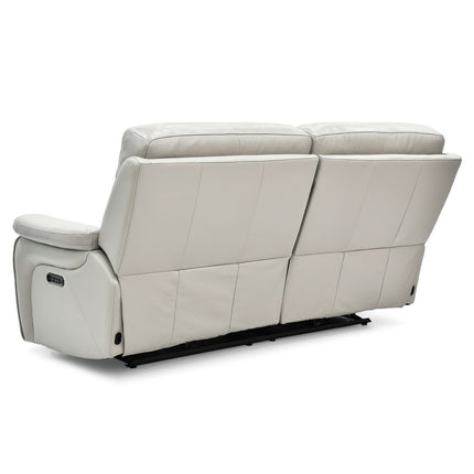 Fletcher Light Grey Leather Power Reclining Large 2 Seater Sofa with Power Headrest – view 8