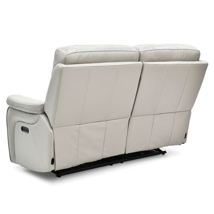 Fletcher Light Grey Leather Power Reclining 2 Seater Sofa with Power Headrest – view 8