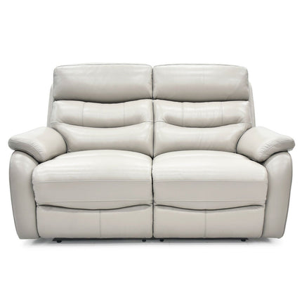 Fletcher Light Grey Leather Power Reclining 2 Seater Sofa with Power Headrest – view 6