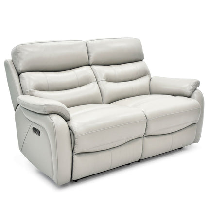 Fletcher Light Grey Leather Power Reclining 2 Seater Sofa with Power Headrest – view 7