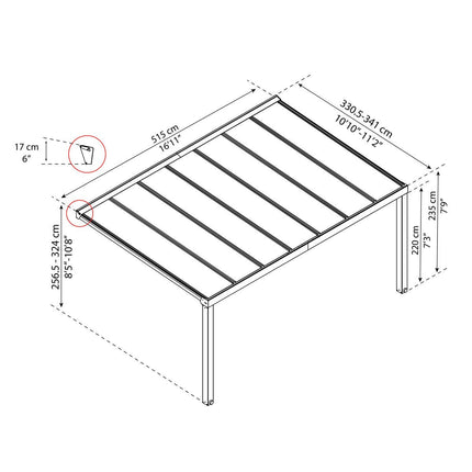 Palram Canopia Stockholm 11ft 2" x 16ft 11" (3.4 x 5.1m) Aluminium Patio Cover – view 2