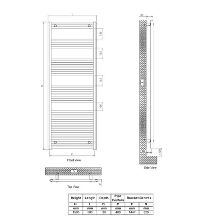 Ultraheat Eco Rail Radiator 500 x 1585 x 30 mm – view 5