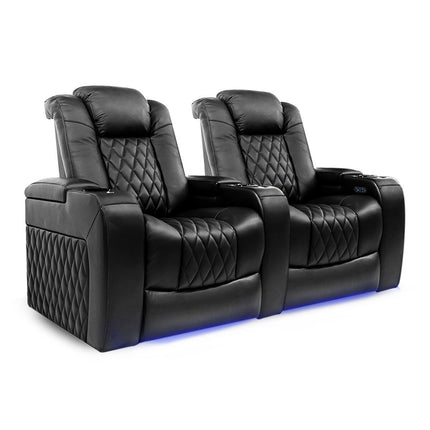 Valencia Tuscany Row of 2 Black Leather Power Reclining Home Theatre Seating – view 3