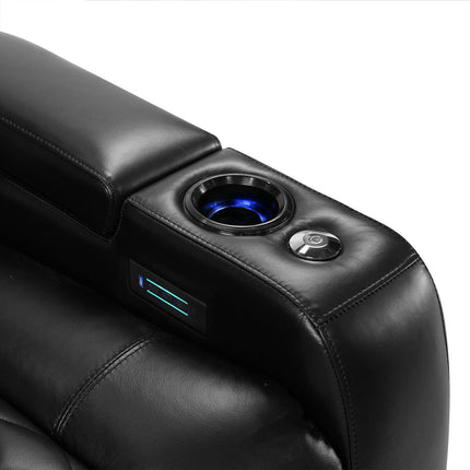 Valencia Tuscany Row of 3 Black Leather Power Reclining Home Theatre Seating – view 6