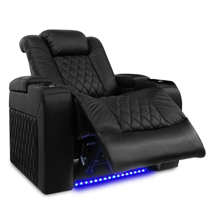 Valencia Tuscany Row of 3 Black Leather Power Reclining Home Theatre Seating – view 4