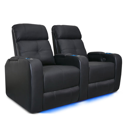 Valencia Verona Row of 2 Black Leather Power Reclining Home Theatre Seating – view 3