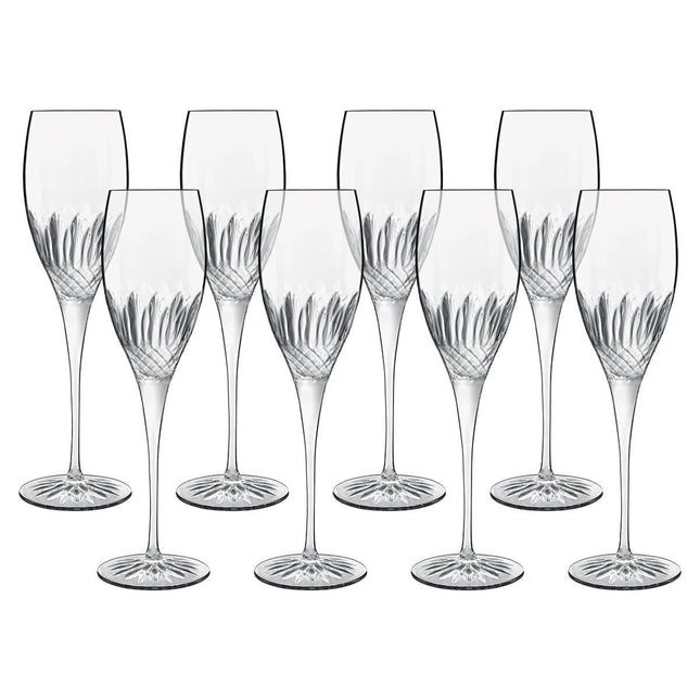 Luigi Bormioli Diamante Crystal Flute Glasses, 220ml, 8 Pack – view 2