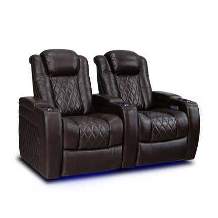 Valencia Tuscany Row of 2 Brown Leather Power Reclining Home Theatre Seating – view 3