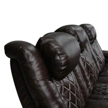 Valencia Tuscany Row of 4 Brown Leather Power Reclining Home Theatre Seating – view 5