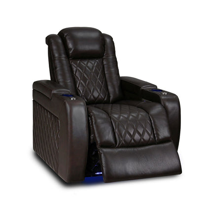 Valencia Tuscany Row of 2 Brown Leather Power Reclining Home Theatre Seating – view 4