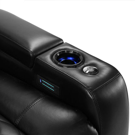 Valencia Tuscany Black Leather Power Reclining Home Theatre Sofa – view 6
