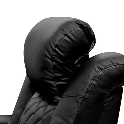 Valencia Tuscany Row of 4 Black Leather Power Reclining Home Theatre Seating with Sofa Centre – view 5
