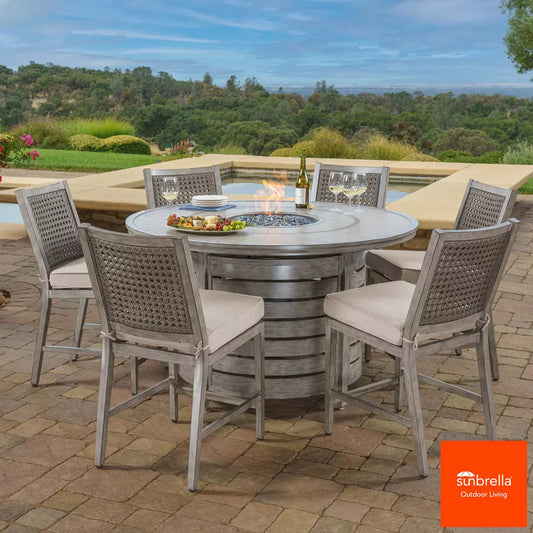 SunVilla Tully 7 Piece High Cushioned Dining Fire Set + Cover