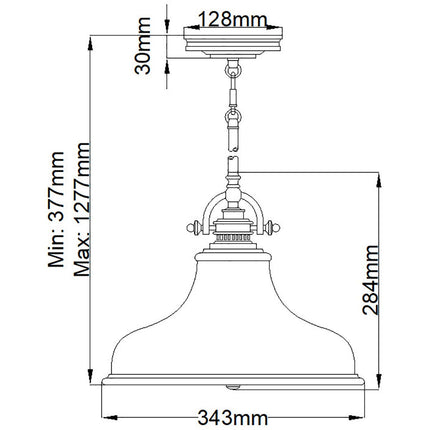 Quoizel Emery 1 Light Medium Pendant in 3 Finishes – view 2