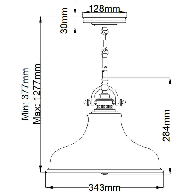 Quoizel Emery 1 Light Medium Pendant in 3 Finishes – view 2